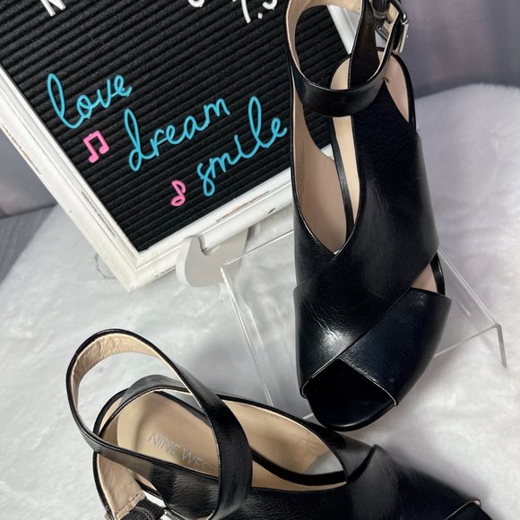 Black NINE WEST Women's Ombray Leather Dress Pump - Size 7.5 - Picture 7 of 15